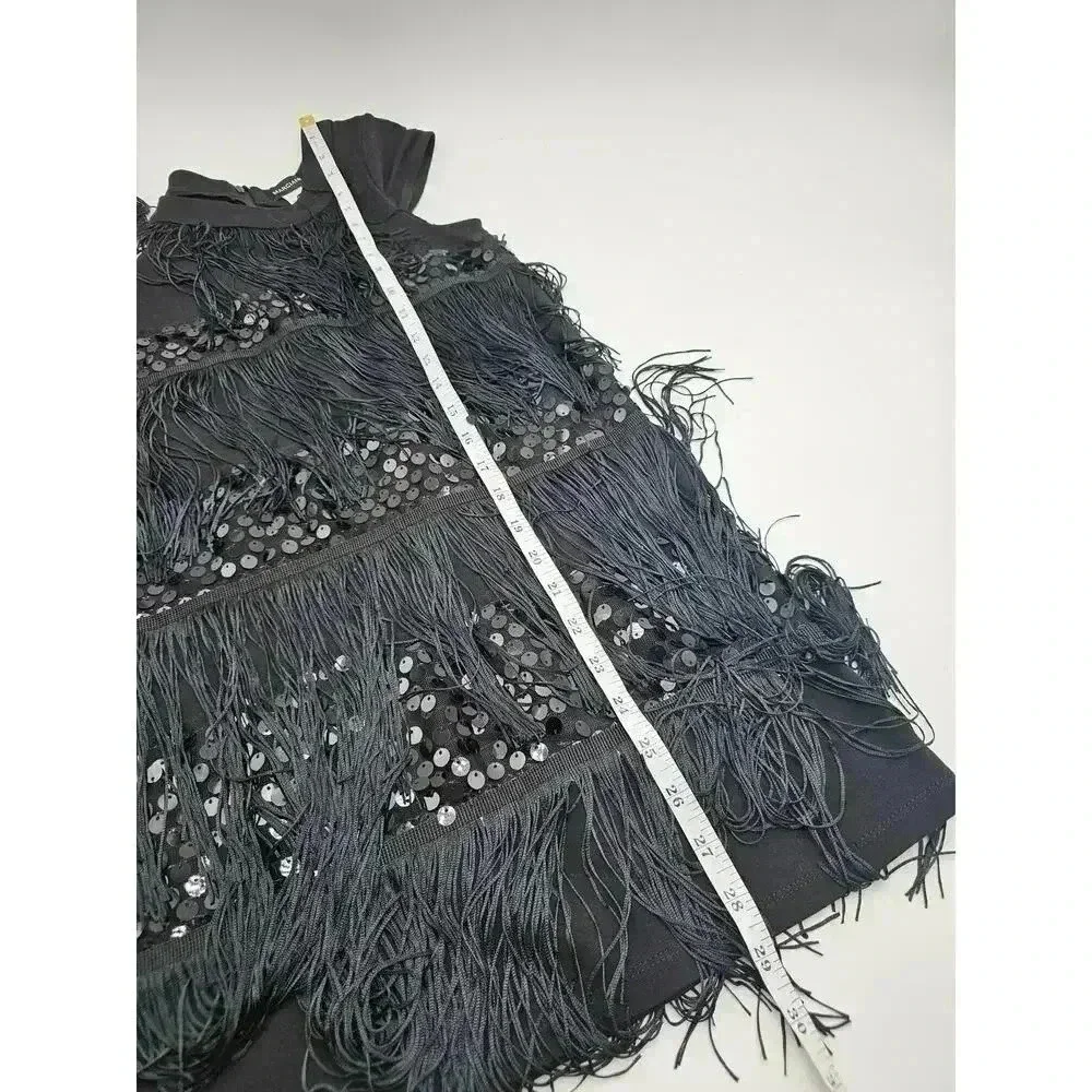 Girls Size L Marciano Black Fringe and Sequin Formal Party Dress